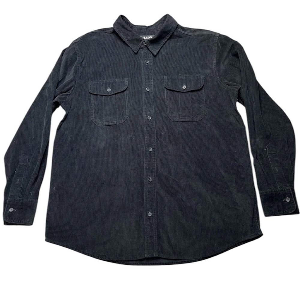 Filson Shirt Mens XXL Black Corduroy Button Up Long Sleeve